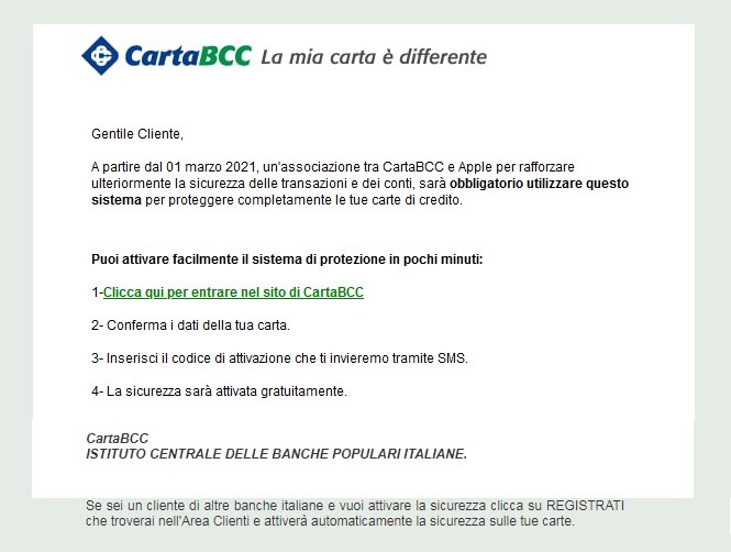 Crema News - Falsa Bcc chiede il numero della carta