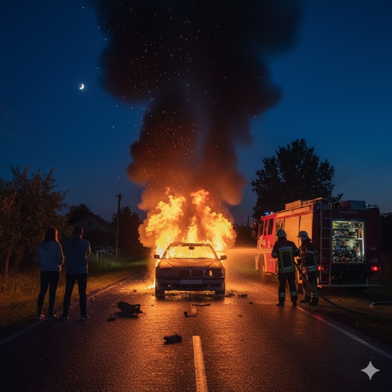 Casaletto Vaprio - Bmw in fiamme