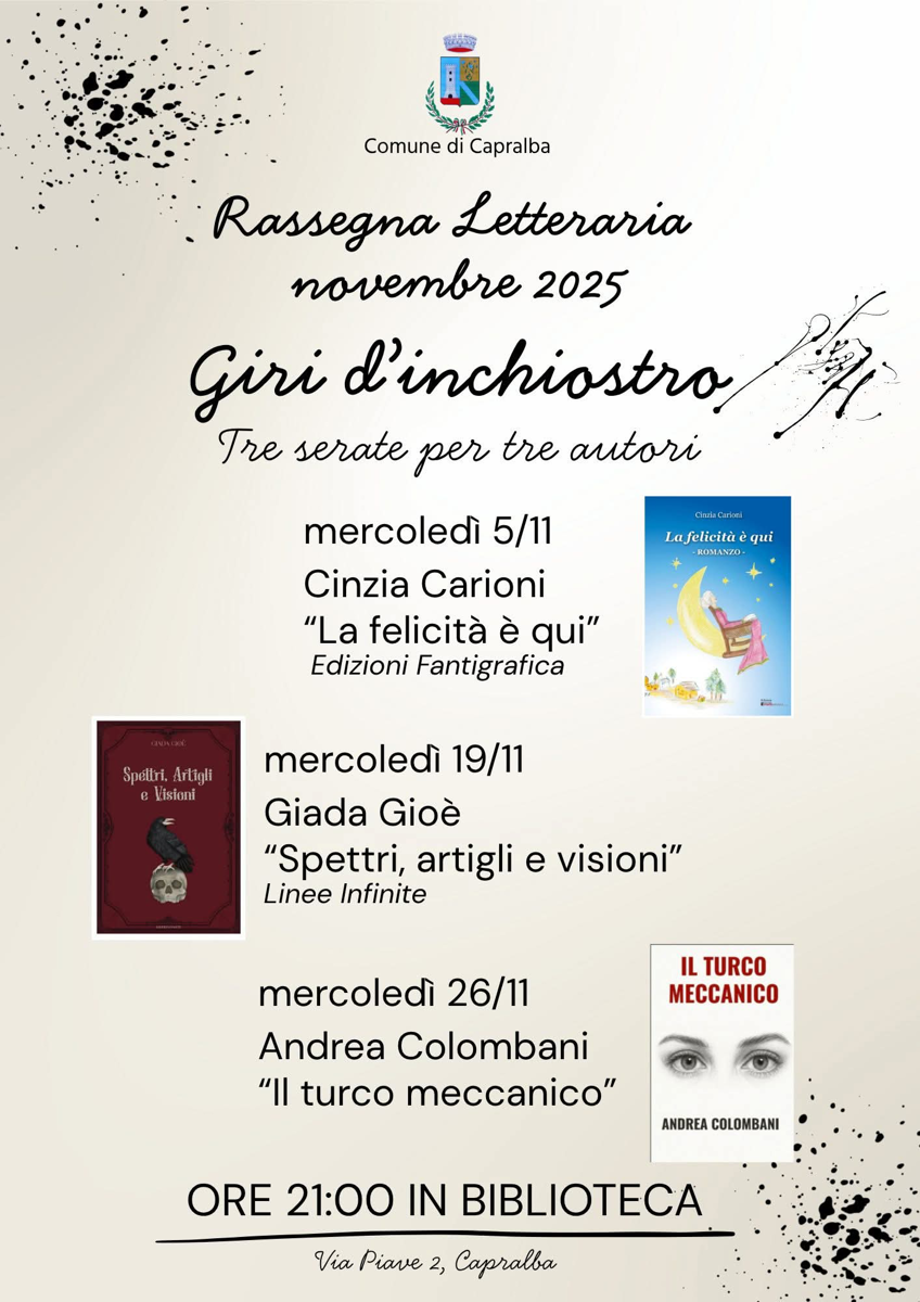 Gli appuntamenti da mercoledì a venerdì