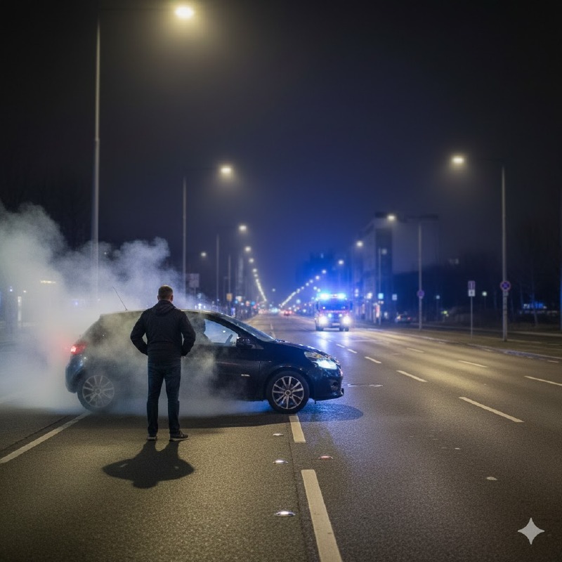 Dovera - Fumo dall'auto