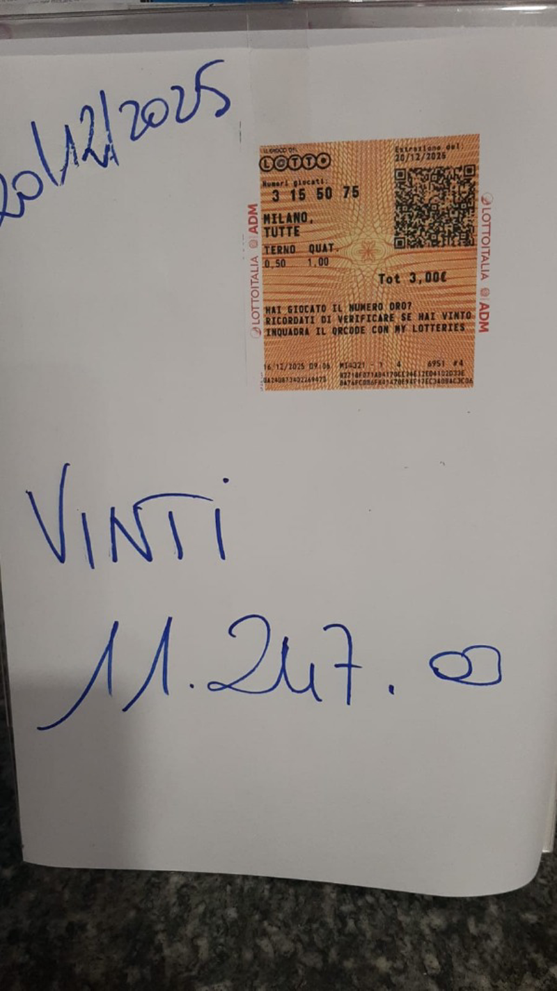 Dal territorio - Vinti al lotto oltre 11 mila euro