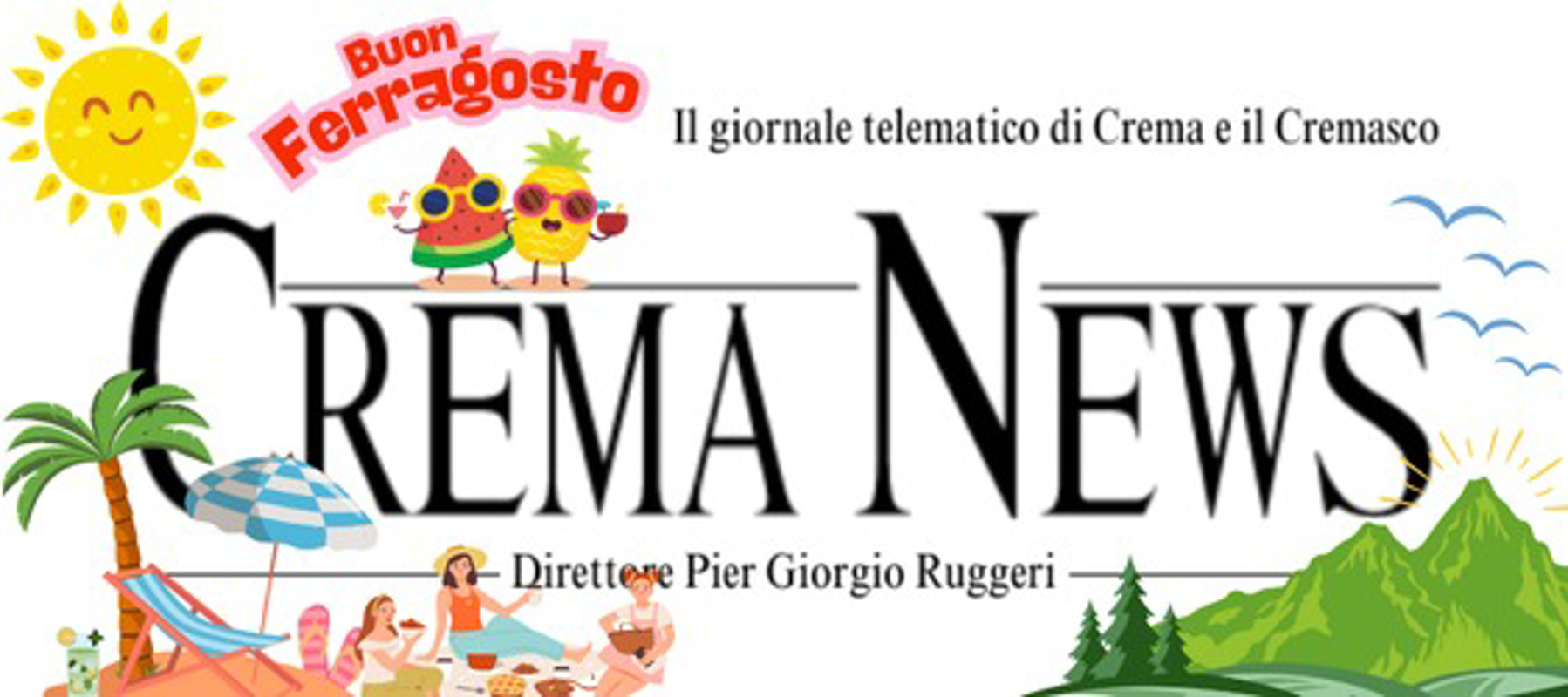 Logo di Crema News - notizie da Crema e Cremasco. Logo ferragosto 2025