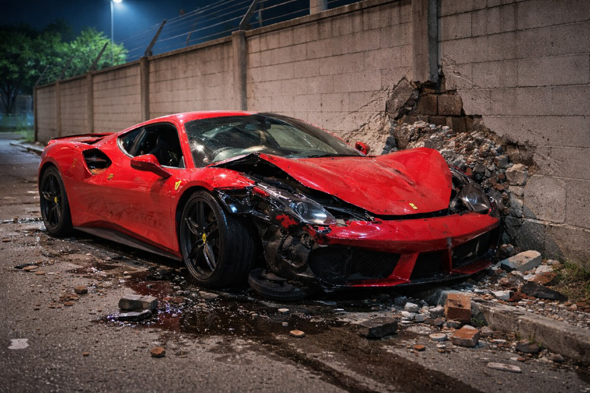 Soncino - Ferrari si schianta contro un muro