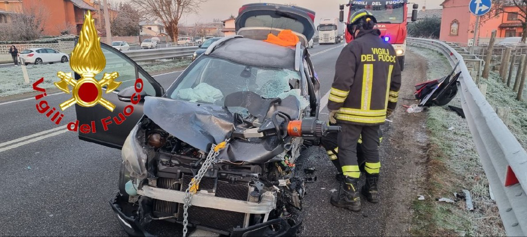 Dal territorio - Scontro tra auto e autotreno sulla via Emilia