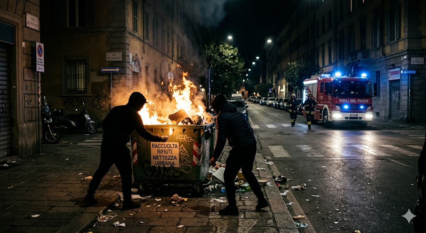 Crema - Vandali bruciano cassonetti