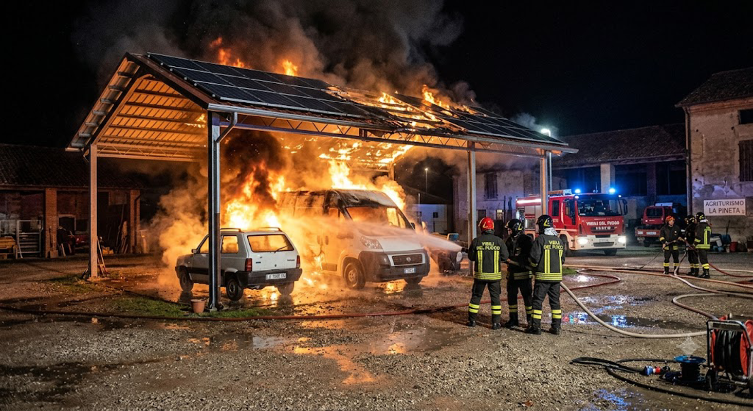 Palazzo Pignano - Gravi danni per un incendio nel piazzale del comune