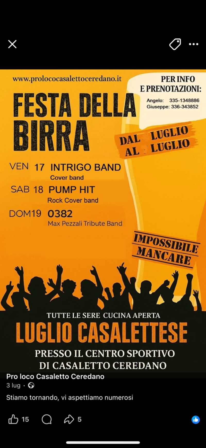 Gli appuntamenti del fine settimana
