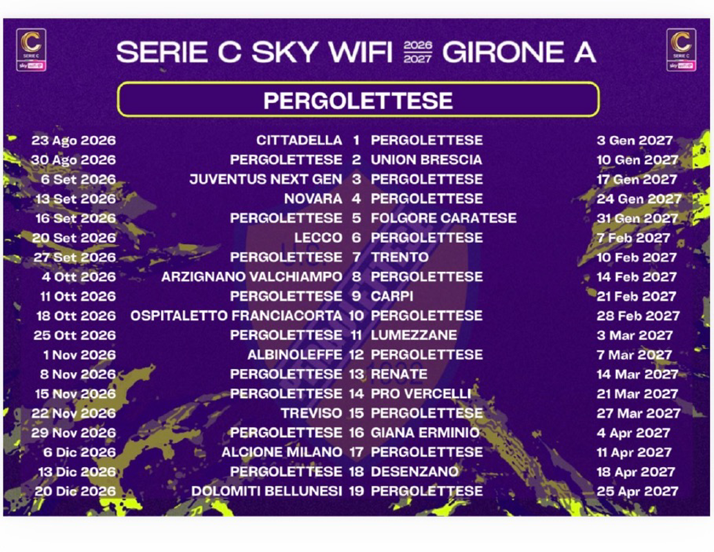 Calcio - Il  calendario della serie C