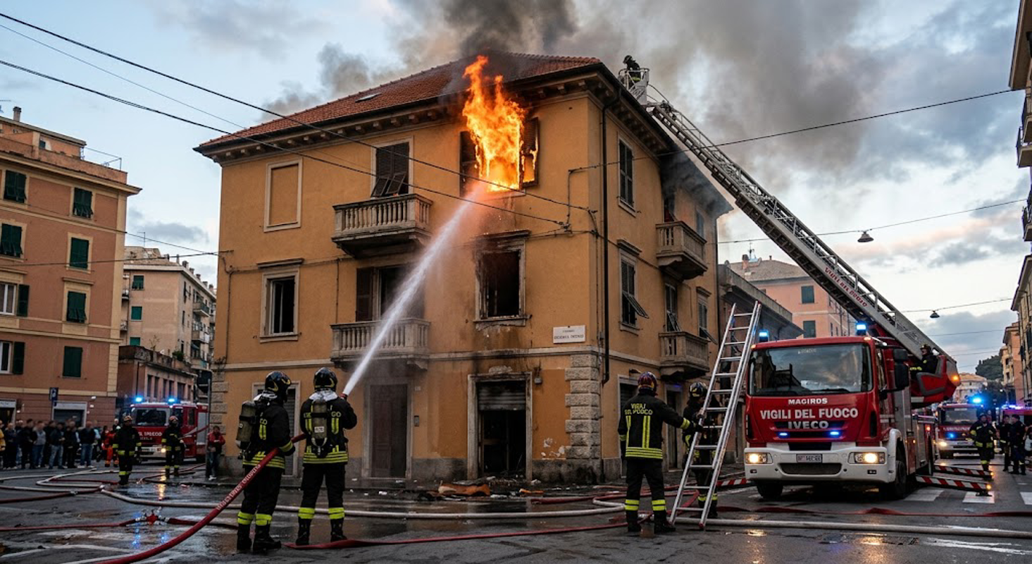 Bagnolo - Casa a fuoco