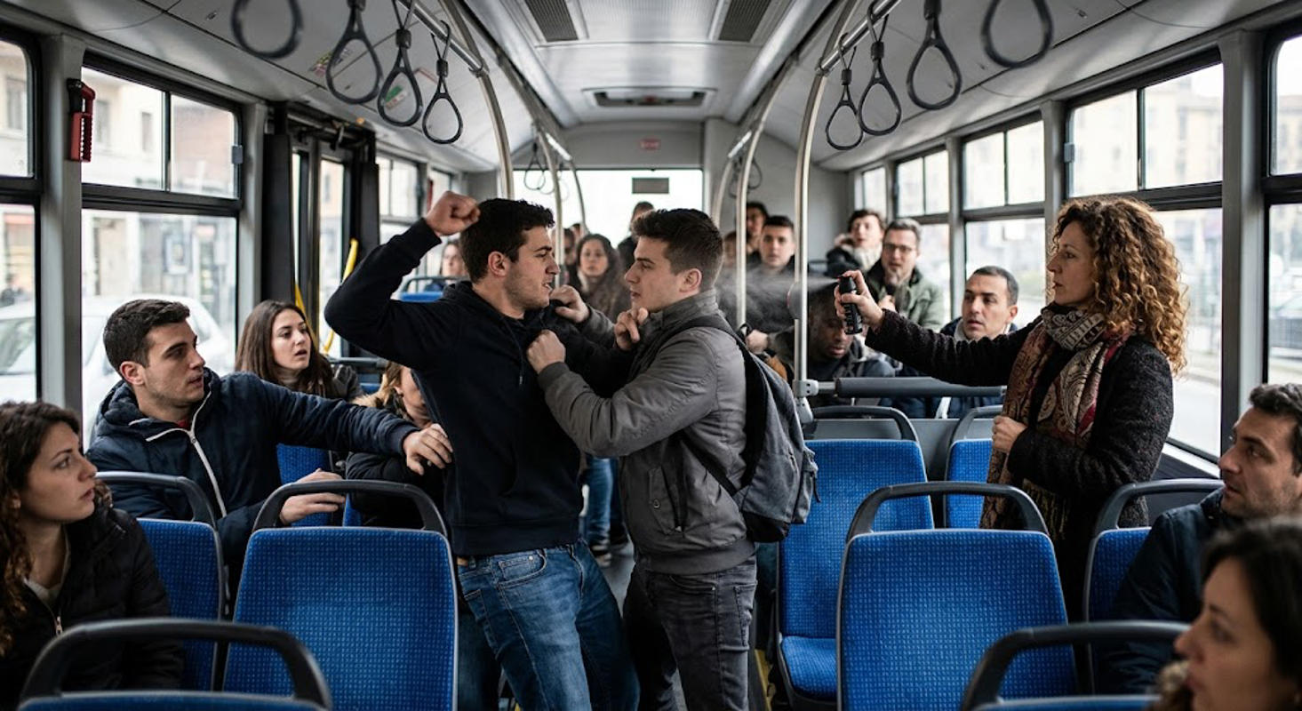 Bagnolo - Botte sull'autobus