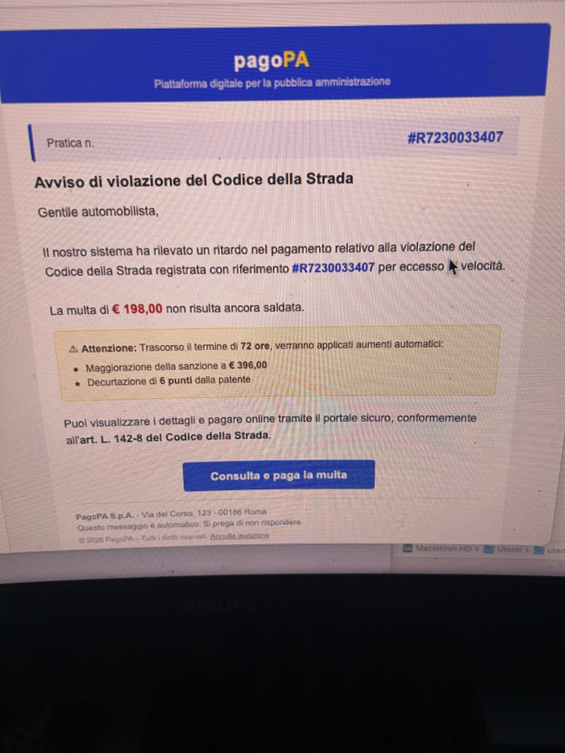 Crema - Falsa multa