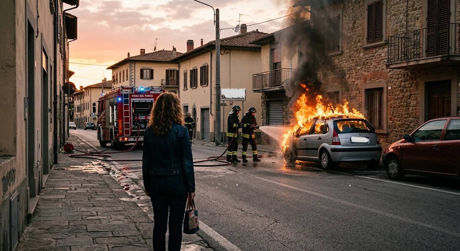 Torlino Vimercati - Auto a fuoco